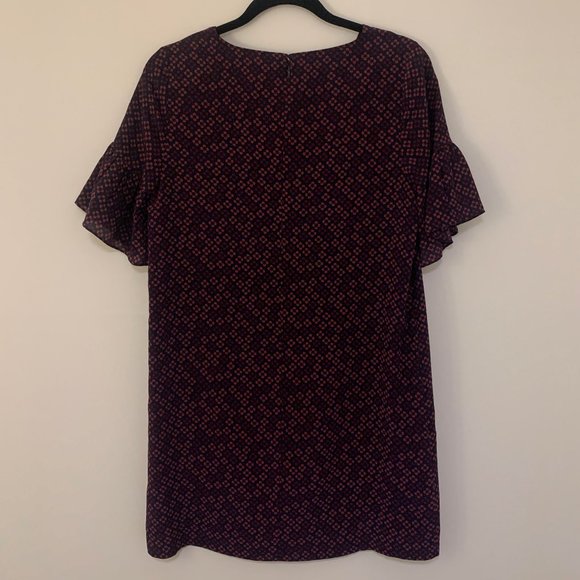 Madewell Purple Floral V-Neck Bell Sleeve Mini Dress - Picture 6 of 6
